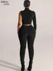 Women's Two Piece Pants Sisterlinda Casual High Street Women 2 Sets One Shoulder Long Sleeve Skinny Tops Sheath Foot Pencil Matching Outfits