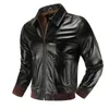 Men's Leather Faux Leather Mens Top layer Genuine Leather Jacket Military Pilot Jackets Air Force A2 Lapel Retro Rub Color Tooling Short Large Coat 231205