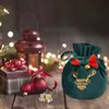 Gift Wrap Christmas Candy Bag Antler Bow Bag Velvet Drawstring Gift Wrap Party Decorations Navidad Year's Gift 231205