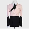 Herrdräkter Blazers Men's 2 Pieces Match Color Jacket Pants Passar Double Breasted Button Lapel Tuxedo för Party Prom Business Casual 231205