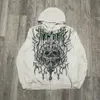 Herrtröjor tröjor y2k casual hip hop gothic mode tryck zip up hoodies vintage estetik lös långärm huvtröja kläder kvinnor man 231205