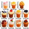 Kwiaty dekoracyjne 11pcs/paczka 3D Fruit Cake Urcins Charms Ice Cream Blueberry Cherry Cupcake Wisip