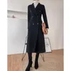 Kadın Yün Karışımları M3XL Uzun Trençkot Kadın Sokak Giyim Çifte Breated Korece Artı Beden Winding Giyim Kış Yün Palto 231206