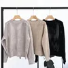 2024 Black/Khaki/Light Gray Pullovers Designer O Neck Long Sleeves Hollow Out Women Sweaters Wool Cashmere Milan Runway Sweaters Womens 120809