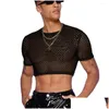 Heren T-shirts Heren T-shirts Y Mesh Tops Hol Korte Mouwen Mode T-shirt Streetwear Mannen Grote Maat Ropa Hombre Drop Levering