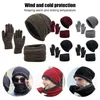 Bandanas 1 set Winter Hat Rękawiczki szalik rombiczny wzór zimnowo -stały kolor pluszowy czapka do czapki narciarski