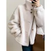 Women's Fur Faux Fur Manteau en fourrure a col rabattu pour femme veste chaude vetements bidirectionnels optique hiver nouveau 231205