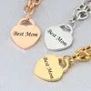 Charm Bracelets Mom Bracelet For Women Stainless Steel Limk Chain Heart & Bangles Mother's Day Gift