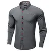 Männer Casual Hemden Slim Fit Lange Ärmel Grau Hemd Kleid Bluse für Party Business camisa masculina Herbst Winter Kleidung 231206