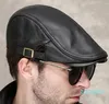 Bérets Hommes Street Bonnet En Cuir Véritable Béret Haut En Cuir De Vachette Mâle Chapeaux Minces 55-60 cm Casquette Avant Réglable Loisirs Bec De Canard Chapeau En Cuir Pour Hommes Mode