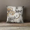 Almohada 45 cm Feliz Navidad Cubierta Árbol Elk Muñeco de nieve Imprimir 2023 Decoraciones Funda de almohada