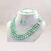 Moda di alta qualità elegante 3 file pietra naturale giada quarzo collana braccialetto orecchini set di gioielli donna ragazza matrimonio Natale 8687661