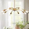 Modern Farmhouse Gold Chandelier 8-Light Dining Room Chandeliers Lighting Fixture Industrial Decoration Hanging Ceiling Pendant Lights for Entryway Bedroom