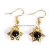 Dangle Chandelier Natural Stone Crystal Hexagram Earring Agate Rose Quartz Amethyst Star Women Earrings Drop Delivery Jewelry Dhjpo