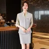 Women's Two Piece Pants Summer Thin Suit Skirt Business Temperament Workwear Mid-Sleeve High-End Beauty Salon Front Desk Reception W