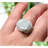 Band Rings Emerald Flower Jade Ring Womens Blossom Violet Peony A Drop Delivery Jewelry Dhx98