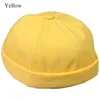 Boinas Moda Mujeres Color Sólido Sombrero Sin Borde Algodón Skullcap Harbor Docker Para Hombres Ajustable Laminado Cuff Beanie Cap Calabaza