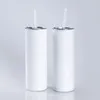 Eua ca armazém venda quente diy 20oz carro parede dupla garrafa isolada magro em linha reta sublimação tumbler em branco sublimação 126