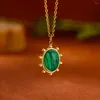 Pendant Necklaces Oval Green Natural Stone For Women Aesthetisc Gold Color Choker Stainless Steel Jewelry Gift