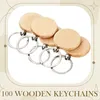 Keychains Lanyards 100 Pieces Round Wood Keychain Blanks Diy Wooden Keychain Blanks Unfinished Wooden Key Ring Key Tag B 231205