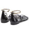Famous Women London Oriana Sandals In Leather Italy Fashion Brown Black Flat Gold Chain Ankle Straps With Closure Open Toe Designer Flats Flip Flops Sandal Box EU 35-43