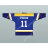 Custom Biue Rob Poirier 11 Seattle Simians Hockey Jersey MVP: Najbardziej pionowe naczelne nowe najlepiej zszyte s-l-xl-xxl-3xl-4xl-5xl-6xl