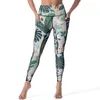 Leggings pour femmes Feuille verte Tropical Floral Gym Pantalon de yoga Taille haute Vintage Leggins Design à séchage rapide Collants de sport Cadeau d'anniversaire