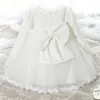 Flickans klänningar Baby Girl Wedding Dress New Year Party Lace Bow Children's Christmas Dress Baby's First Pink Birthday Princess Baptist Party Dress 2312306