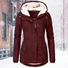 Женские пуховые парки, зимнее пальто, теплая однотонная плюшевая утолщенная длинная куртка, повседневная ветрозащитная парка с капюшоном для прогулок на открытом воздухе, пальто 231206
