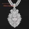 Moissanite Aslan Başlık Kolye DiamondCustom 3D Aslan Kafa Kolye Kolye D Renk VVS Moissanite Hip Hop Takı Gümüş 925 Buzlu Out Pırlanta Kolye Erkekler için