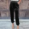 Kvinnors byxor 2023 Autumn Pure Color Ankle Banded Slacks Women Fashion Loose All-Match Velvet High midje Skinny byxor