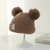 Bérets couleur unie pompon mignon chapeau d'hiver pour enfants laine tricoté Bonnet bébé garçons filles enfants chaud Bonnet Cap 0-3Y