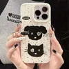 Étuis de téléphone portable Mignon dessin animé chat chiot diamant bijoux téléphone étui pour iPhone 15 14 13 12 11 Pro Max MINI 8 7 Plus XS 15PRO ours chaîne couverture arrière J231206