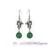 Pendientes colgantes Jade verde Mariposa Mujeres Diseñador Talismanes Joyería real Amuleto de plata 925 Piedras preciosas talladas naturales chinas