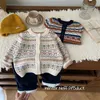 Cardigan Autumn Winter England Style Fashion Boy Girl Children randig stickad Cardigan långärmad tröja Baby Thicken Warm Tops Coat 231206