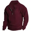 Herenhoodies Losse herensweatshirt Halve rits Opstaande kraag Voor lente Herfst Sport Vrijetijdskleding Ademend Soft Fit Lang