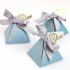 20 50 100 pezzi scatola di caramelle triangolo blu per bomboniere di nozze regali di carta decorazione baby shower confezione regalo272N