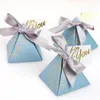 20 50 100 pièces boîte à bonbons Triangle bleu pour cadeaux de fête de mariage papier décoration de réception-cadeau pour bébé emballage cadeau 272N