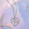 Mom 1pc Cute Double Heart Rhinestone Decor Heart-shaped Necklace Mother's Day Birthday