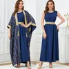 Etnische kleding Elegante casual damesjurken Abaya's voor dames Luxe 2-delige moslimsets Borduurgordel Kaftan Islamitische Ramadan