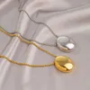 Collane con ciondolo Collana ovale in metallo spazzolato per donna Catena lunga per maglione Fascino di lusso Regali eleganti per gioielli sottili per feste
