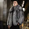 Мужская меховая куртка Manteau de style Court pour hommes Veste en cuir pour hommes имитация де cheveux de Torche Fourrure Herbe Argent Chaleur Automne 231205