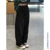 Kvinnors byxor koreanska modelast fallskärm 90 -talets vintage kläder hög midja rak denim byxor streetwear kläder f