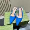 Kitten heels sandals slingback pumps heels shoes Patent leather leather outsole Luxury designer shoe Wedding shoes party shoes Green pink red black With box 4.5cm