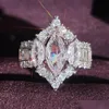 خواتم الزفاف 2023 Choucong Brand Jewelry Jewelry 925 Sterling Sier Marquise Cut White Topaz CZ Diamond Edernity Women Engagement Ban DHBWP