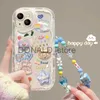 Mobiltelefonfodral Korean 3D Bear Hang Phone Chain Lanyard Clear Soft Case för iPhone 15 14 Pro Max 11 13 12 Mini XR 6 8 7 Plus X XS SE Söt Cover J231206