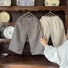 Брюки, детская одежда, детские повседневные брюки, корейский стиль, осень-зима 2023, шерстяные прямые брюки в стиле ретро, однотонный цвет