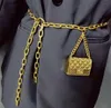 Moda luksusowe projektantki damskie pasy łańcuchowe do spodni ubieranie się mini vintage talia złota metalowa torba z paskiem biżuterii akcesoria 2208631415