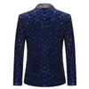 Mens Suits Blazers Royal Blue Sequin Glitter Embellished Blazer Jacket Men One Button Shiny Plaid Tuxedo Nightclub Prom Stage Costumes 231206