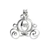 Pearl Cage Cinderella Pumpkin Carriage Locket Wishing Gift 925 Sterling Silver Jewellery Pendant Mountings 5 Pieces245o